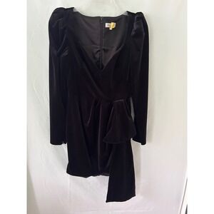 Bibhu Mohapatra Black Velvet Long Sleeve Mini Dress Cocktail‎ Party